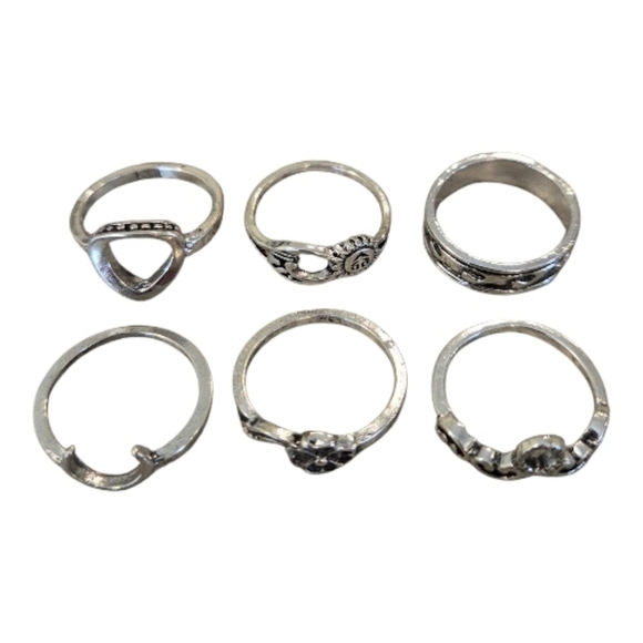 Vintage Bohemian Silver Tone Ring Set - Picture 2 of 2